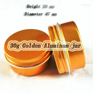 Storage Bottles 50pcs/lot Capacity 30g (47 24mm) Aluminium Cream Jar Golden Aluminum Box Can Be Printed Logo