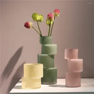 Vaser blomma transparent sömnad knop kreativa hem osammanhängande bambu terrarium vas geometrisk glas dekoration färgad