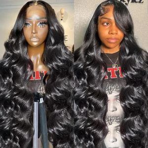 180% 30 34 Inch Body Wave 13x4 HD Transparent Lace Frontal Pre Plucked Human Hair Brazilian 13x6 Front For Women 240408