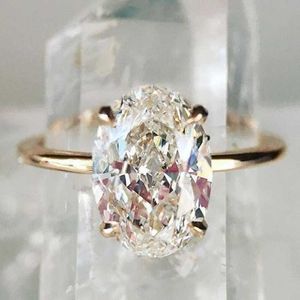 Top quality Luxury Oval Crystal Cubic Mosan Diamond CZ Ring Shiny Gold Color Engagement moissanite Rings for Women Wedding Cocktail Party Gift Fashion Jewelry Z0327