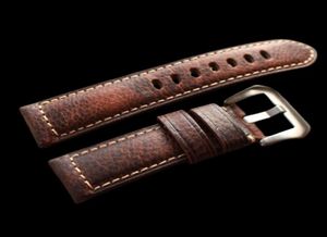 2019 NOVO Design Design Retro Leather WatchBands Versão Classic Men039s Watch Band 20 22 24 26mm para Panerai Strap High Quality Wristb1301796