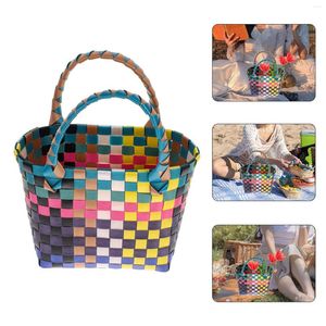 Sacos de armazenamento cesto de mão tecida manusear sacola de praia vegetable Mini -Tote Gift Potable Small Home