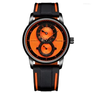 Bilek saatleri Blackorange Dial Menwomen Otomatik Mekanik Su Geçirmez Geri Sayım Tarihi İzle Sapphire Cam Ayna Erkekler İşletme