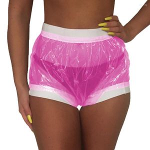 Kvinnors trosor sexiga blommor byxor elastiska transparenta erotiska shorts klar pvc herrar gay fetisch slitage bondage underwears 7xl