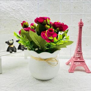 装飾的な花人工花の盆栽ホームオフィスの装飾用エレガントな鉢植え