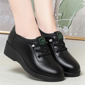 Scarpe casual classiche verille in pelle vera da donna rotonde di punta di piedi comode cuneo femminile primaverile autunno lavoro morbido morbido