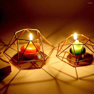 Candle Holders Wholesale Geometric Iron Candlestick Wall Holder Ornament Sconce Matching Steel Minimalist Wedding Home Decor Gift