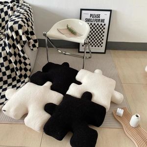 Pillow Irregular Jigsaw Seat Soft Back For Home Decor Throw Comfortable Teddy Velvet S Black White Option