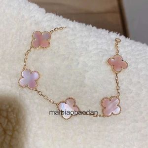 Дизайнер 1to1 Bangle Роскошные украшения 925 Pure Silver Fanjia Pink Fritillaria Leaf Grass