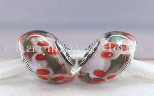 2PCS 925 Srebro srebrny nici Lampwork Murano Glass Lose Kulki Dopasowane Europejska DIY Bransoletka Naszyjnik-M621361933