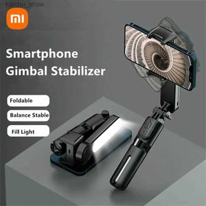 Selfie monopodlar çok yönlü el gimbal stabilizatör selfie sopa mini portatif retractable tripod ile dolgu ışık ve kablosuz bluetooth y240418