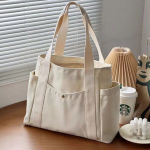 Large Capacity Canvas Tote Bags for Work Commuting Carrying Bag College Style Student Outfit Book Shoulder Bag 01