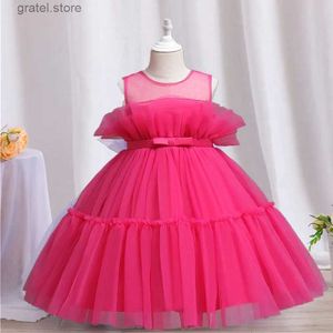 Mädchenkleider 12m Baby Mädchen Bogen Prinzessin Kleid KINDER ROSE ROTE ROTE NEHRES WEIHNAHMEN TUTU Kleid Blumenmädchenkleider für Hochzeitsfeier Birhtday Tuch