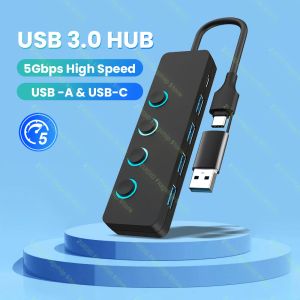 HUBS USB3.0 Tip C Hub Tip C Tip C 5 Ports Çoklu Splitter OTG Veri Adaptörü MacBook Pro 13 için USB Güç Adaptörü 15 Air Mi Pro PC dizüstü bilgisayar