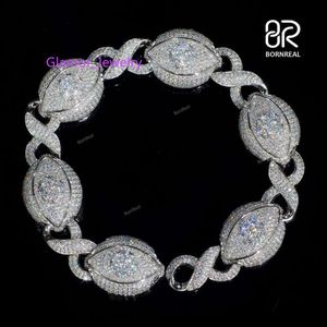 Custom Evly Eye Cuban Link Chain Bracelet Bracelet Pass The Diamond Tester VVS ICE OUT MOISSANITE SIER ЗОЛОТО