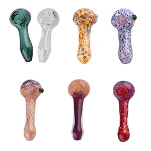 High quality glass bong Colorful spoon shaped handheld glass hand spoon water pipe Suitable for dry herb tobacco burner Smoking accessories