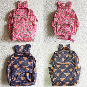 Çantalar sıcak satış bezi çanta çiçek inek baskı moda kız kızlar backpacks butik anne çantalar fermuar karp çocuk sırt çantası toptan toplu