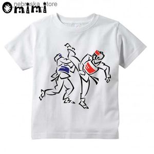 T-shirts Boys/Girls Taekwondo Fashion Design T-shirt Childrens Large Casual Short sleeved Top Childrens Funny T-shirt Q240418