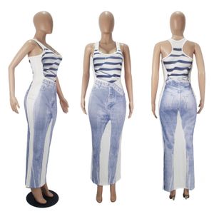 Womens Fashion Sexy Jeans Printed Vest U Shaped Collar Dress