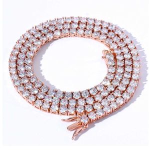 Halsband Herr Hip Hop Mesh -kedja 3mm 4mm 5mm Single Row Diamond Necklace Mesh Chain S925 frysta smycken