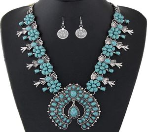 Set di gioielli bohémien per donne vintage perle africane set di dollari per legno a moneta turchese set di gioielli di moda 9434781