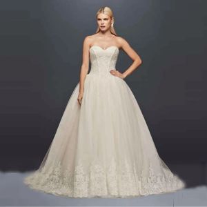Dresses Classic Corset Wedding Ball Gown Sweetheart Tulle Designer Appliques Bodice Bone Sweep Train Bridal Gowns Lace ZP341709