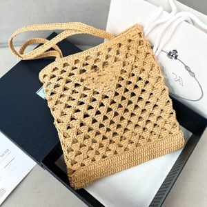 Projektanci torby Summer Raffii Beach Bag Słomka 2024 Luksusowe torebki na ramię Messenger wakacyjny plaża szydełka torebka Tote 1BG493 Haftowanie Kobieta na drutach