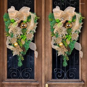 Decorações de natal Wreath Door Decoração da frente Navidad Garland Ornamento de Natal Árvore Dourada Poço Pinheiro Pinheiro Bola Bola de Bola Decoração Casa Decoração