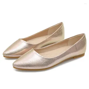 Casual Shoes 2024 Woman Elegant Pointed Toe Bling Flats Female Retro Fashion Silver Gold Mom Barefoot Big Size 31-43