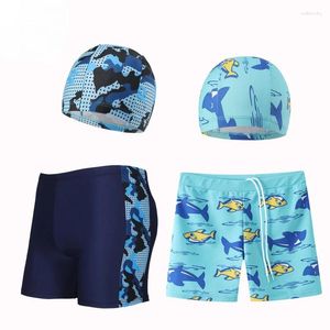 Men's Swimwear Children's Swimming Pants Split Hat Set Cartoon Strap Flat Angle Boys'