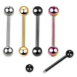 Dil halkaları 1pc 16mm cerrahi çelik meme ucu düz barbells dudak çubuk bar tragus gövdesi piercing takı desen teslim dhvxs