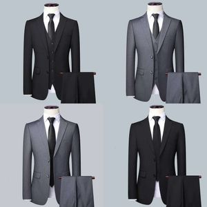 Suits Men's Blazers High Quality Blazer Waistcoat Trousers Men Simple Business Elegant Fashion Job Interview Gentleman Suit Slim 3piece 231129
