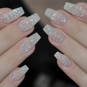 False Nails 100PCS/Box Ballerina Acrylic Full Cover Natural/White/Clear Coffin Nail Tips Artificial French Fake