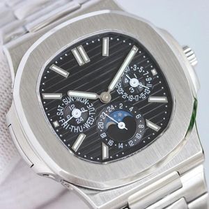 Zegarek na rękę luksusowe automatyczne zegarek dla mężczyzn zegarki mechaniczne ze stali nierdzewnej srebrny czarny niebieski różowy złoto księżyc faza trzy oko 40 mm 40 mm