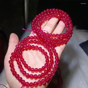 Strand natürlicher Erdbeerquarz Triple Circle Armband Heilung Mode Reiki Crystal Fengshui Schmuck Geburtstag 1pcs 6/7mm
