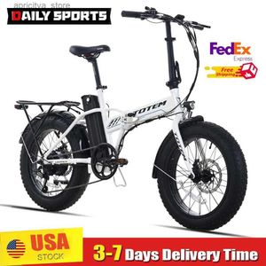 Cyklar Tot Hammer Ectric Bike för vuxna 500W 48V 10.4AH Kraftfull Ectric Bicyc Shimano 7-växlad 20 x 4 Fat Tire Folding Ebike L48