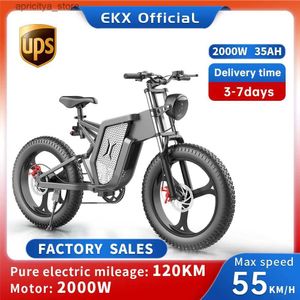 Cyklar Ekx x20 Ectric Bicyc 35AH 2000W 48V Vuxen berg Ebike 20 tum Mountain Moped Mens Road Hydraulic Oil Brake Ectric Bike L48