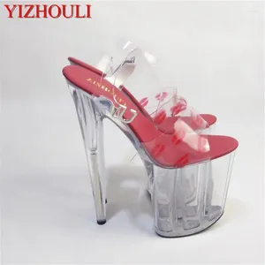 Sandalet kristal berraklık topuklu 8 inç Seksi dudaklar modeli şık 20cm stiletto