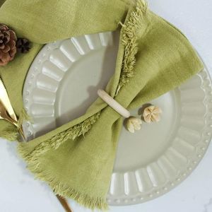 Serwetka stołowa 6pcs bawełniane frędzle 45 45 cm obiad do mycia lniany ręcznik do rustykalnej przyjęcia świątecznego wystroju