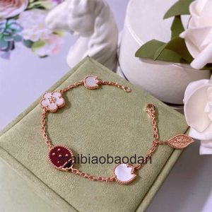 Projektant 1to1 Boletka luksusowa biżuteria fanjia biedronka bransoletka czteroletna koniczyna Bransoletka 18K Rose Gold Natural Fritillaria Lucky Flower Bransoleta