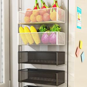 Kitchen Storage Multifunctional Refrigerator Magnetic Shelf Metal No-Punch Shelves Square Durable Rack