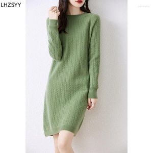 Vestidos casuais lhzsyy merino lã vestido 24 outono inverno damas o-juba