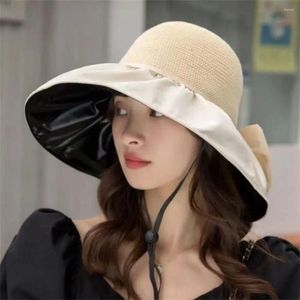 Projektant duży szerokie czapki rdzeniowe dla kobiet ochronę UV Składany dziobowy wizjerze czapka lato na zewnątrz podróż plaż