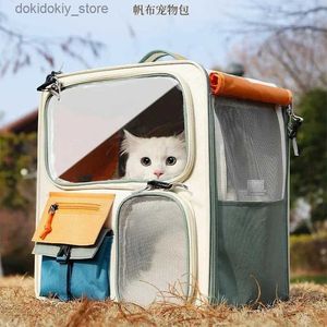 Cat Carriers Crates House Cat Carrier Portable Cat Ryggsäck Pet Double-Shulder BA Warm Travel Seat Odsend för dos lare Capacity Cat Box L49