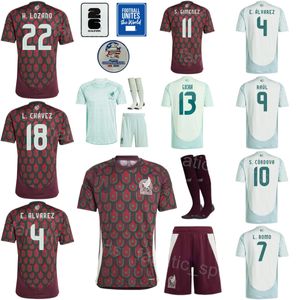 Criança adulta Copa América México 10 Vega Jersey de futebol 2024 Seleção nacional Cordova 18 Guardad 7 Romo 11 Gimenez 9 Jimenez 9 Raul Santos Herrera Vela Kits de camisa de futebol