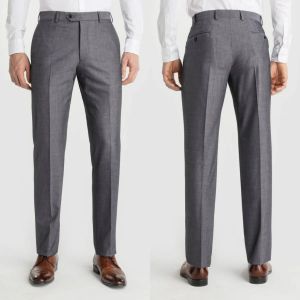 Tuxedos Newest Grey Men Suit Pants Custom Made Cheap Slim Fit Trousers Groom Best Man Formal Wear