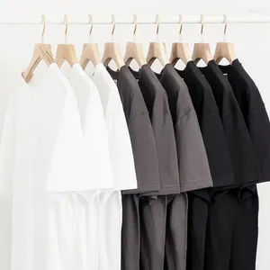 Camisetas masculinas de tamanho 240g puro algodão pesado de algodão pesado solto ombro