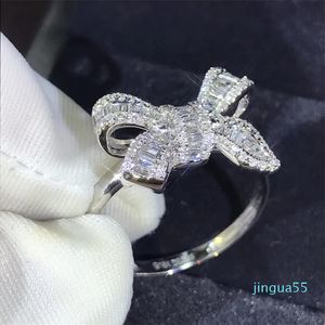 Mode Love Bowknot Designer Band Ringe für Hochzeit leuchtet Kristall Luxus Liebhaber süßer Bogenknoten Ring mit Bling Diamond Stone für Frauen Geschenk Schmuck Schmuck