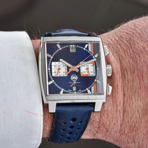 Oryginalny heures zegarek męski Monaco Gulf Calibre Designer Watches Wysokiej jakości luksusowy zegarek dla mężczyzn Montre Dhgate Nowy CBL2115.FC6494