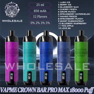 Vapme Crown Bar Pro Max 18000 Puff Ondosable 25 мл предварительно заполненной 850 мАч аккумуляторной аккумулятор